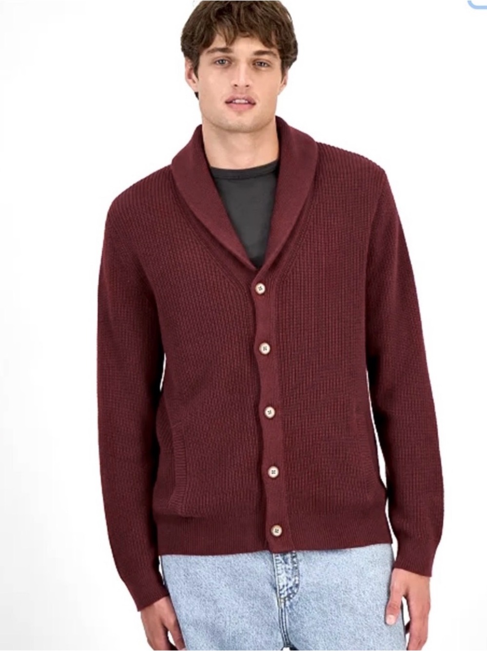 NWT Sun + Stone Ribbed Button Front Cardigan Size Medium in Plum